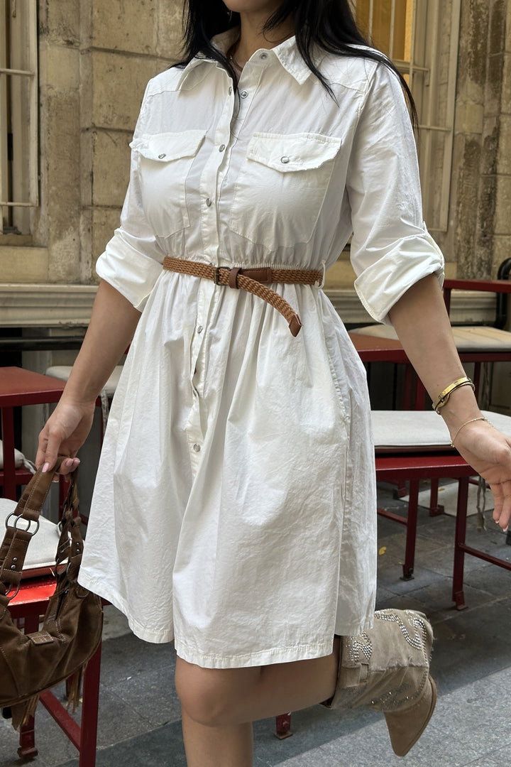 XLJ Short Denim Dress with Ruffle Detail - Maisons-Alfort