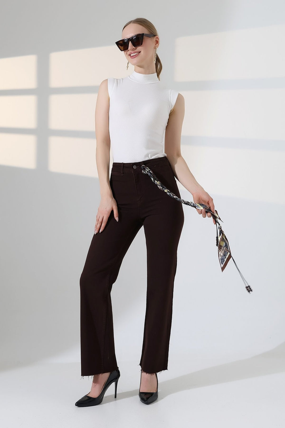 XLJ Wide Leg Palazzo Relaxed Jean with Decorative Front Pockets 1710 - Sale