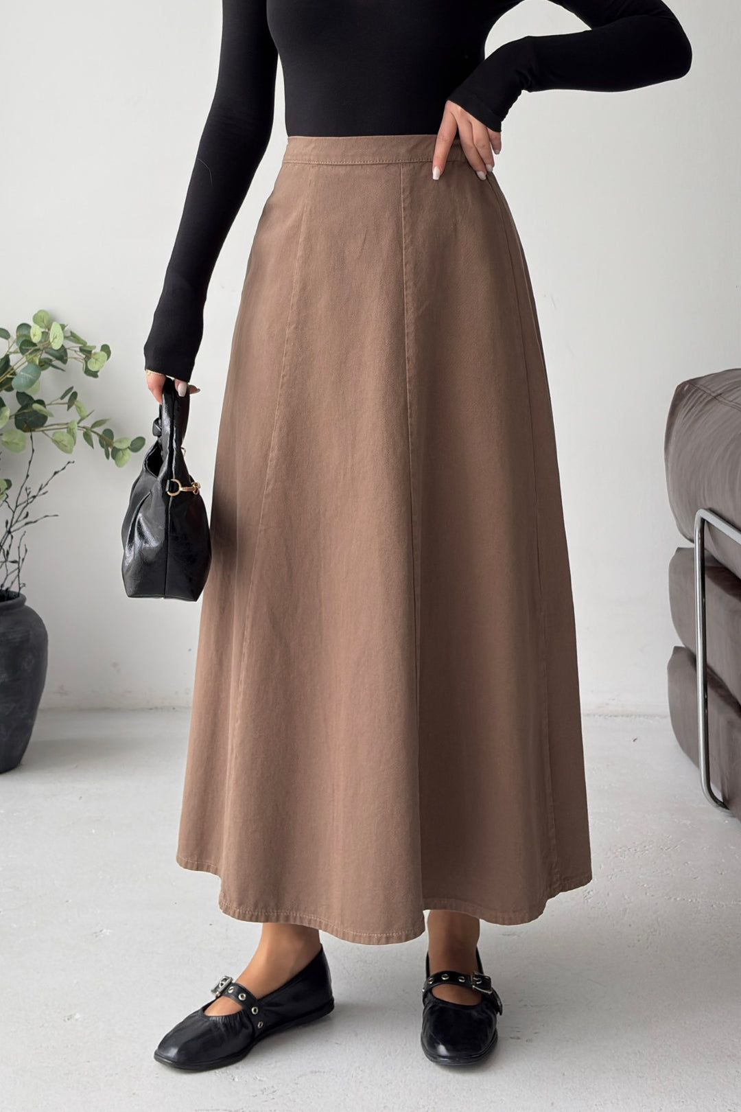 XLJ Ruffled Long Skirt with Elasticated Waist 1063 - Monterey Park