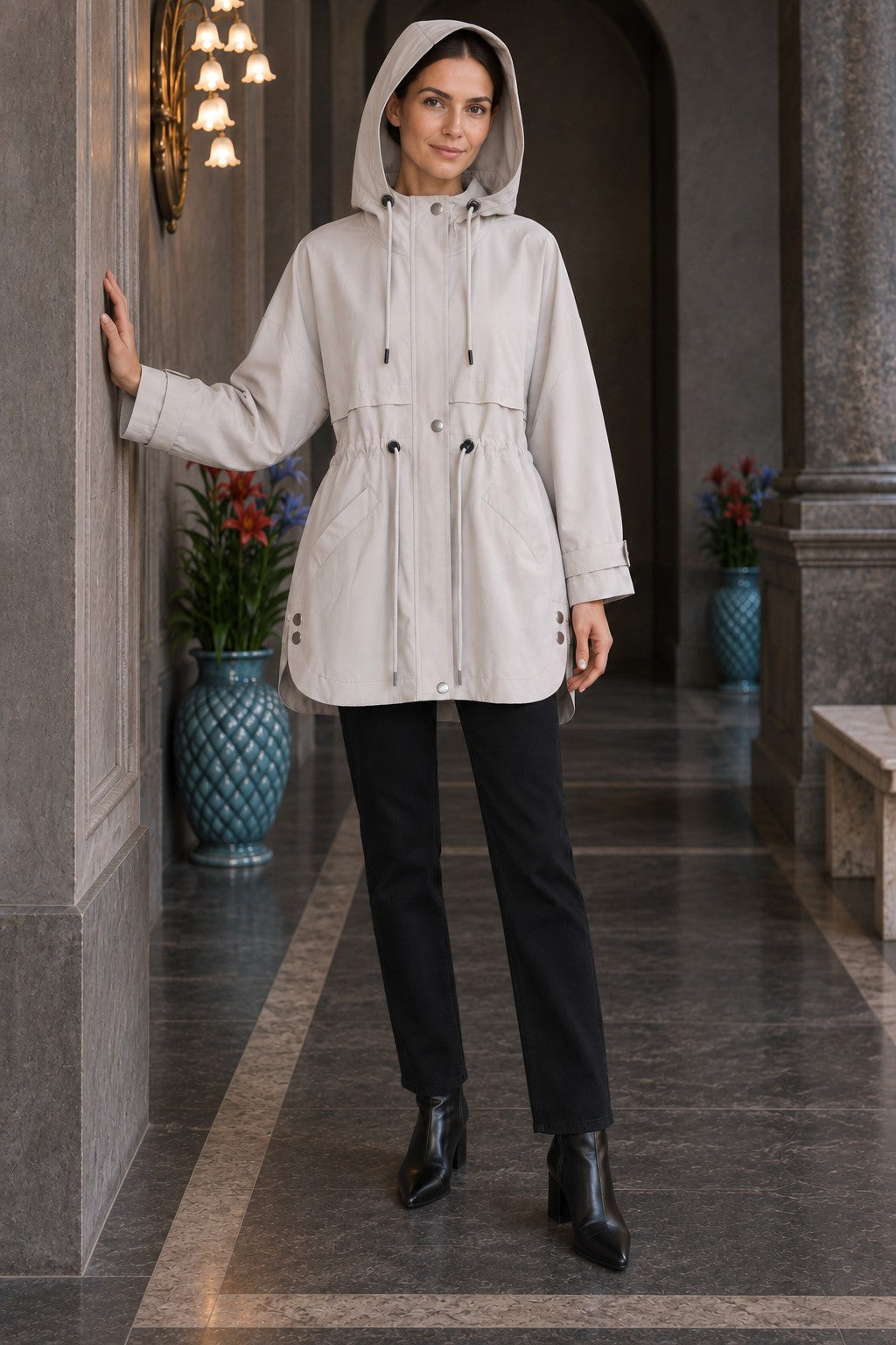 XLJ Drawstring Hooded Raincoat 6302 - Security-Widefield