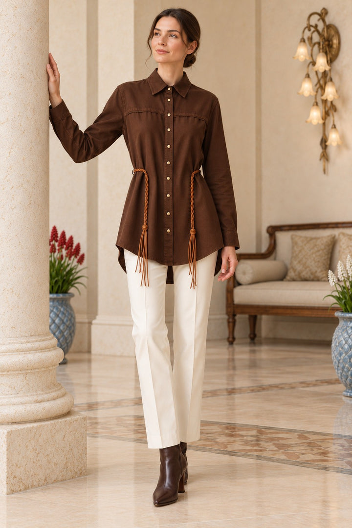XLJ Lace Detail Button-Down Shirt 6409 - Bondy