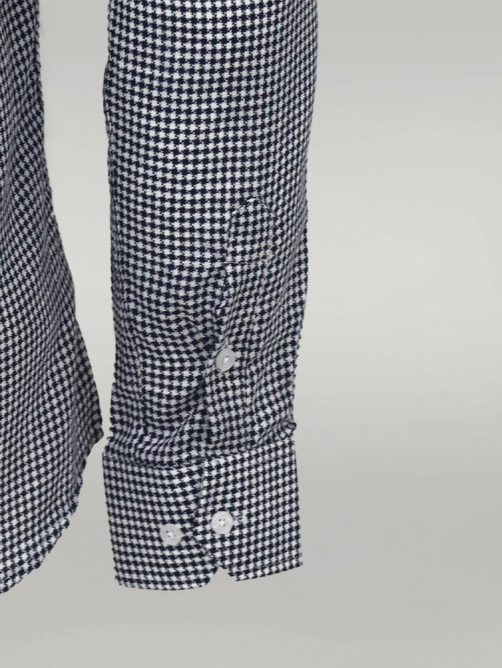 WSS Houndstooth Pattern Navy Blue Men Shirt  - Singen