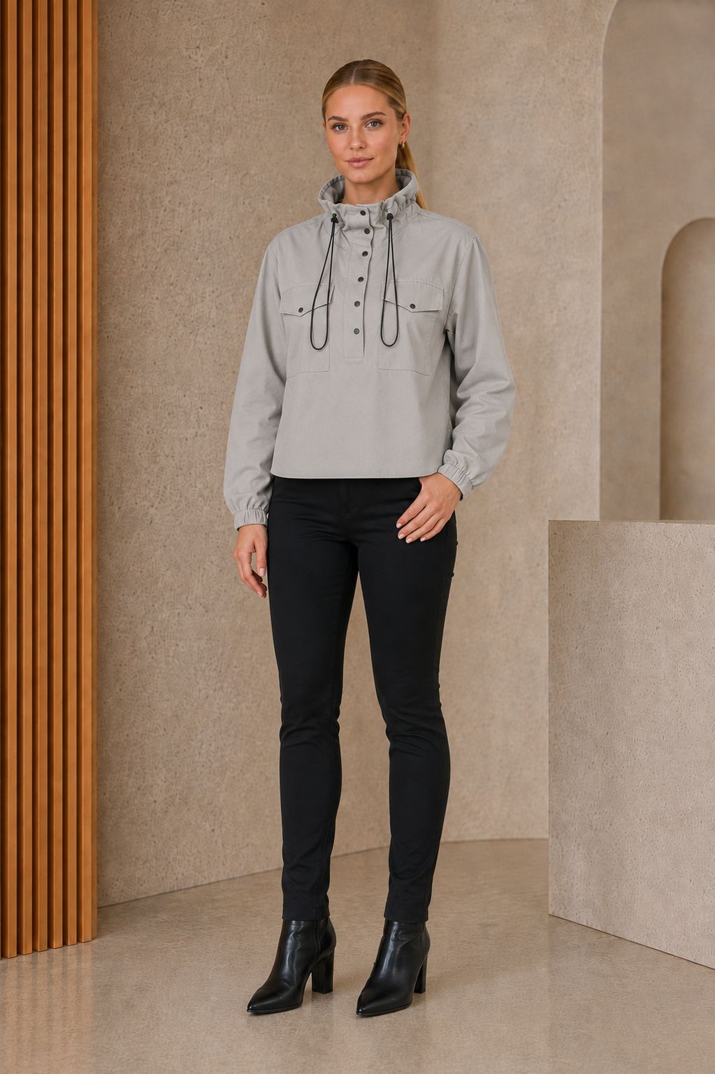 XLJ Stand Collar Snap Button Jacket Shirt 6320 - Pirmasens