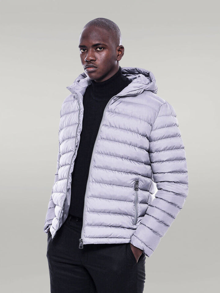 WSS Hooded Quilted Grey Men Coat  - Singen