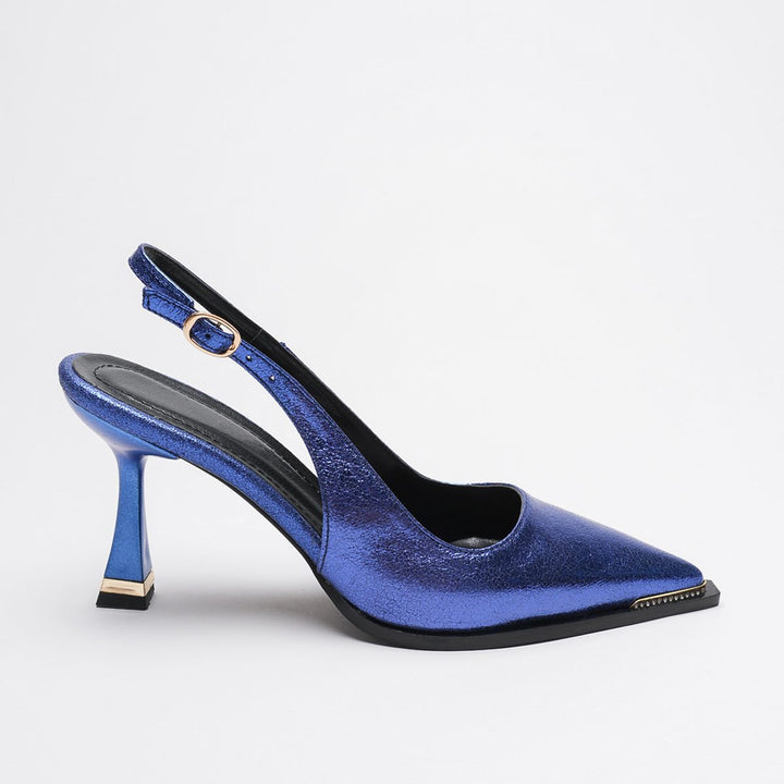 DSM Station Blue Wrinkled Patent Leather High Heel Women's Shoe - Shelton