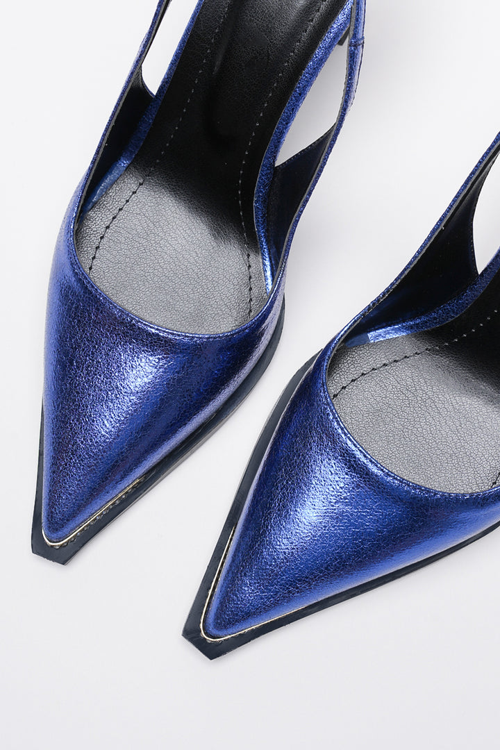 DSM Station Blue Wrinkled Patent Leather High Heel Women's Shoe - Shelton