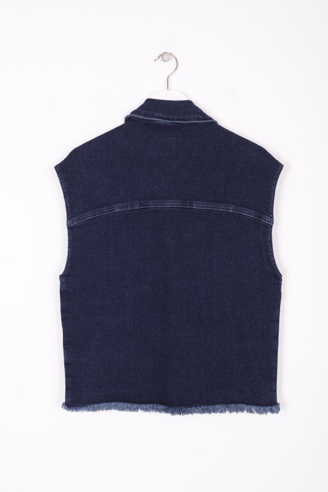 XLJ Fringe Ending Denim Vest with Pocket Mixed - Bordeaux