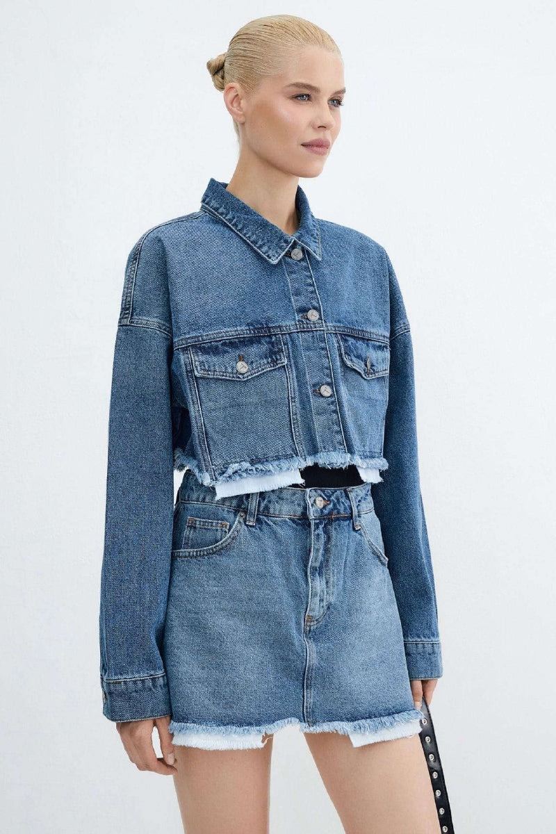 XLJ Denim Short Jacket with Revealed Pocket Liners Mixed - Valencia