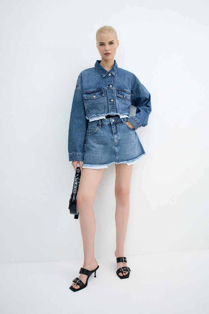 XLJ Denim Short Jacket with Revealed Pocket Liners Mixed - Valencia