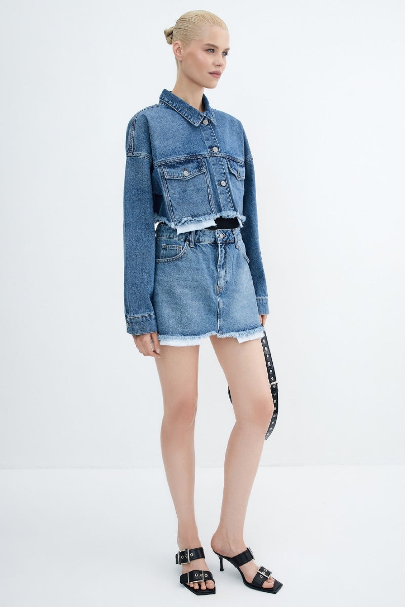 XLJ Denim Short Jacket with Revealed Pocket Liners Mixed - Valencia
