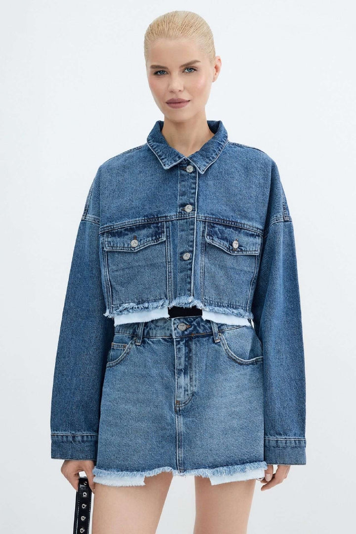 XLJ Denim Short Jacket with Revealed Pocket Liners Mixed - Valencia