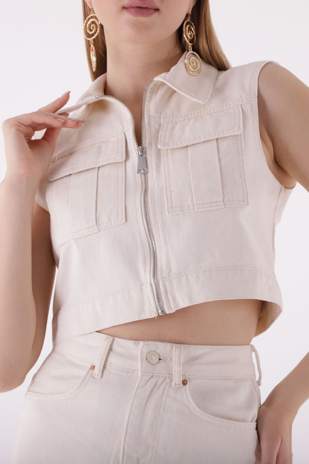 XLJ Mini Denim Vest with Zipper Mixed - Post Falls