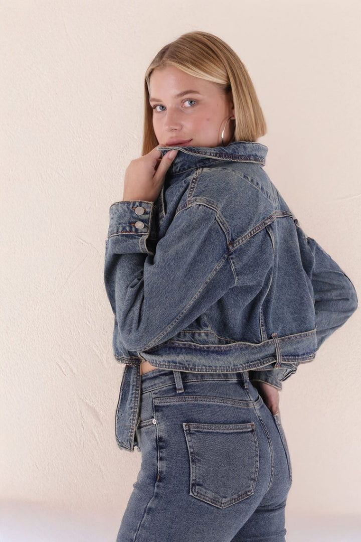 XLJ Short Denim Jacket with Belt on Waist Mixed - Villenave-d’Ornon