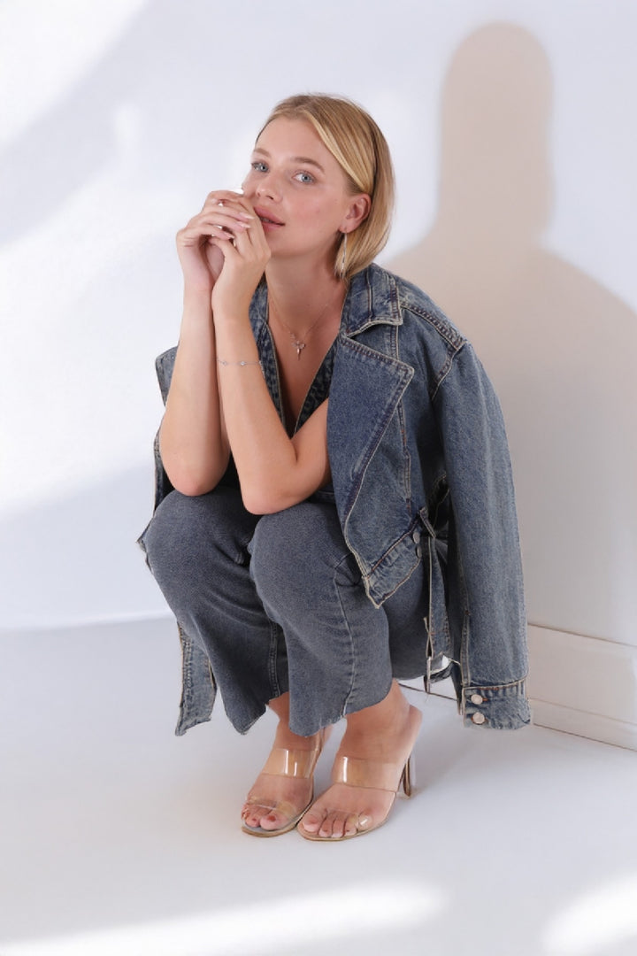XLJ Short Denim Jacket with Belt on Waist Mixed - Villenave-d’Ornon