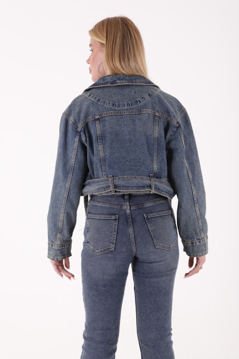 XLJ Short Denim Jacket with Belt on Waist Mixed - Villenave-d’Ornon