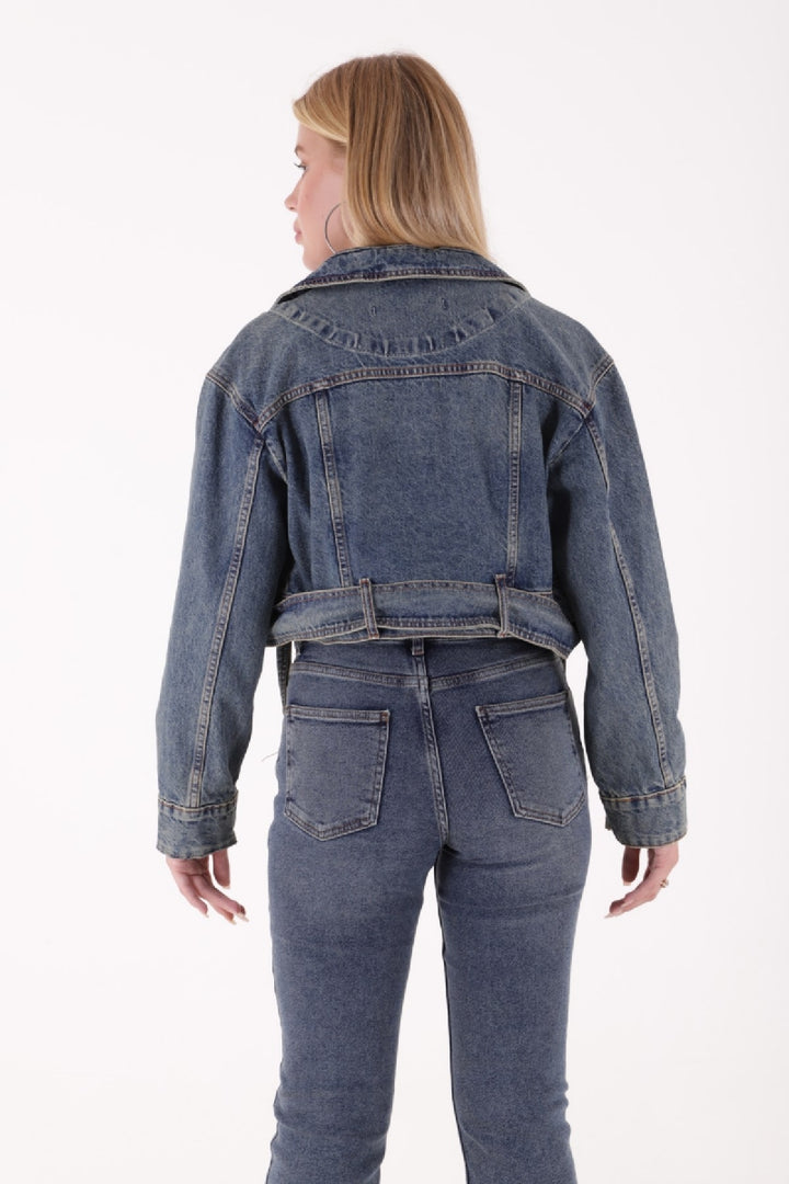 XLJ Short Denim Jacket with Belt on Waist Mixed - Villenave-d’Ornon