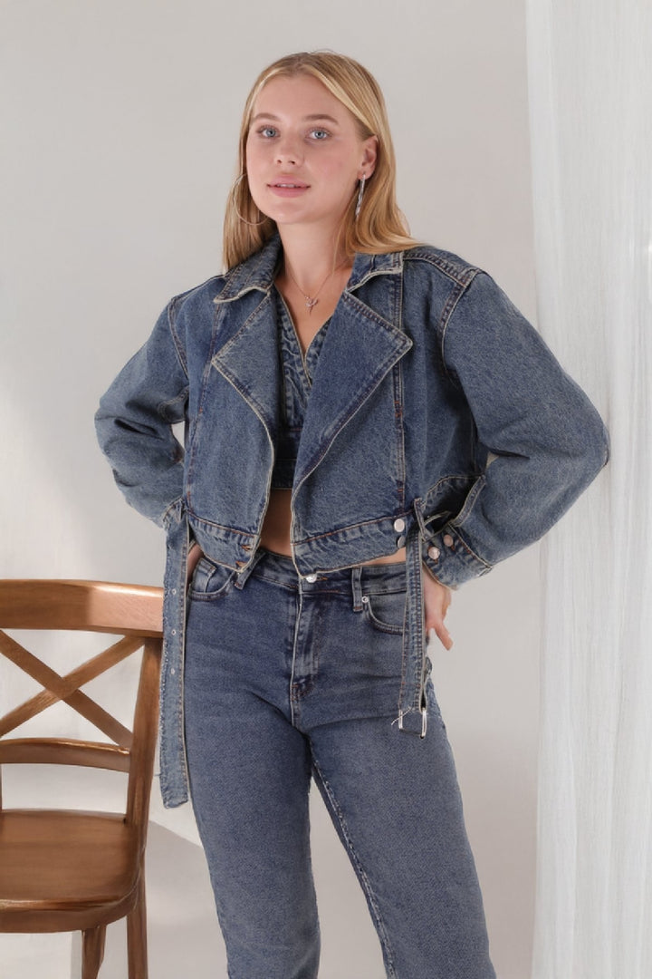 XLJ Short Denim Jacket with Belt on Waist Mixed - Villenave-d’Ornon