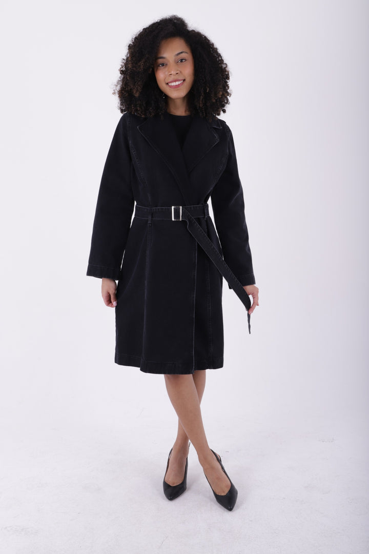 XLJ Denim Trench Coat with Denim Belt Mixed - Ocala