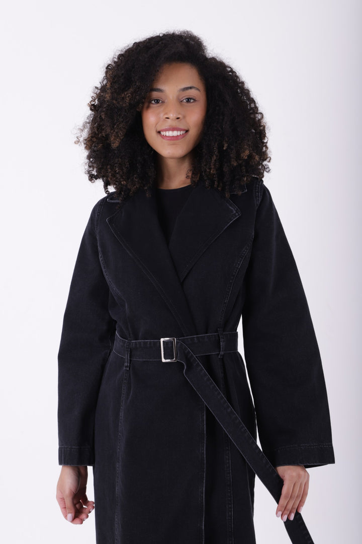 XLJ Denim Trench Coat with Denim Belt Mixed - Ocala