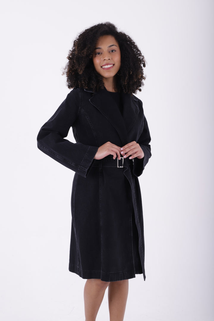 XLJ Denim Trench Coat with Denim Belt Mixed - Ocala