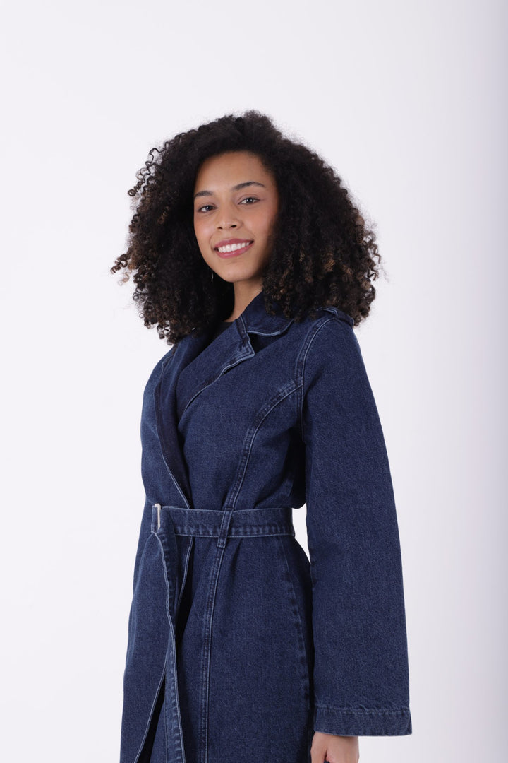 XLJ Denim Trench Coat with Denim Belt Mixed - Mansfield