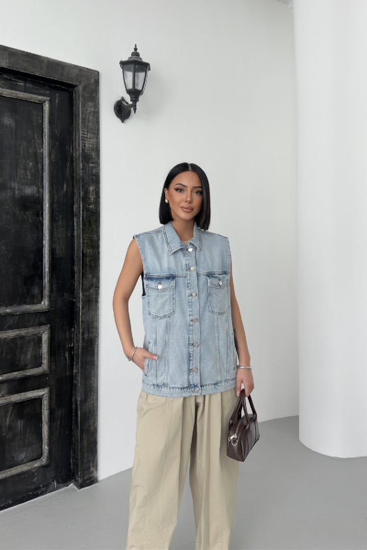 XLJ Medium Length Denim Vest Mixed - Saint John