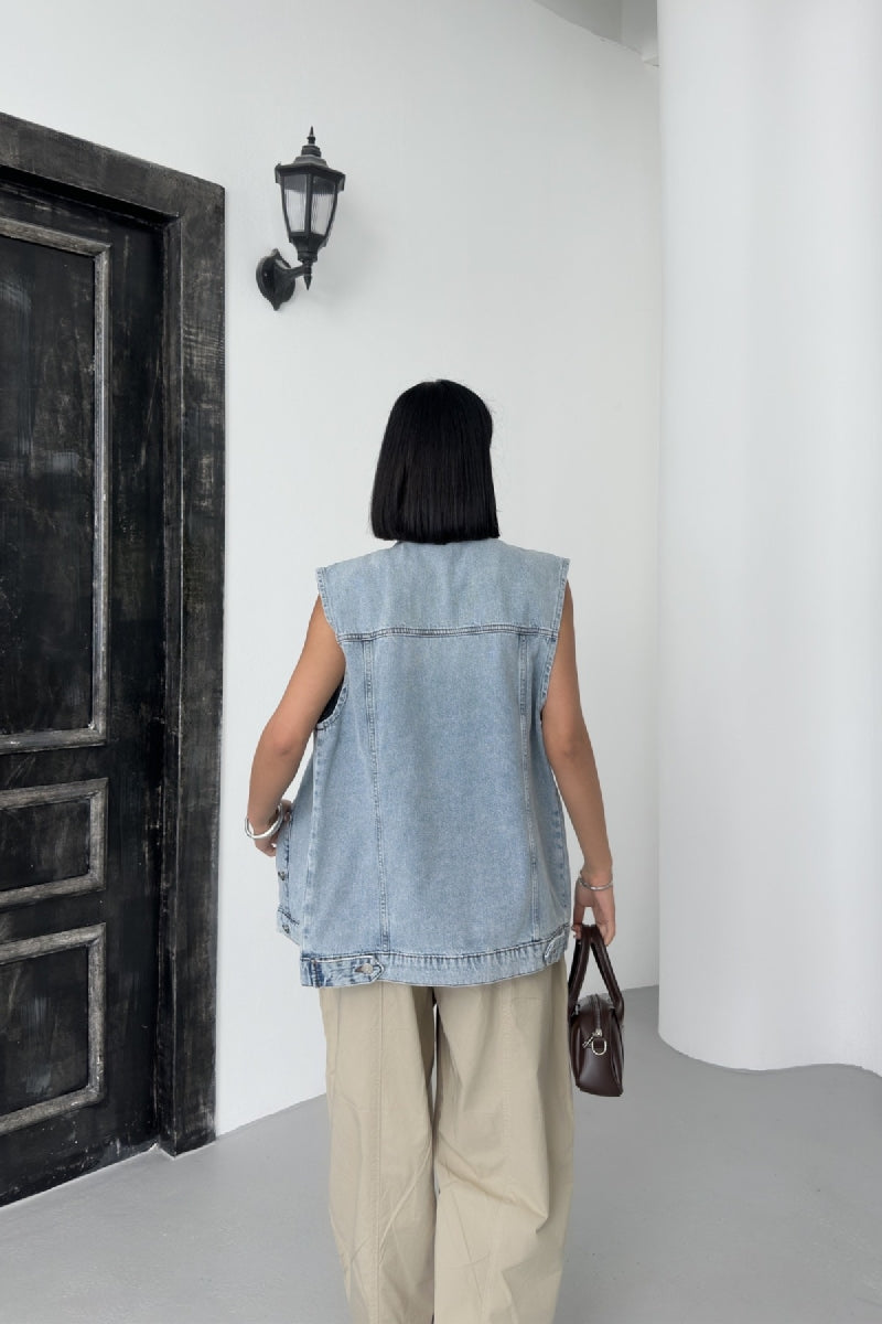 XLJ Medium Length Denim Vest Mixed - Saint John