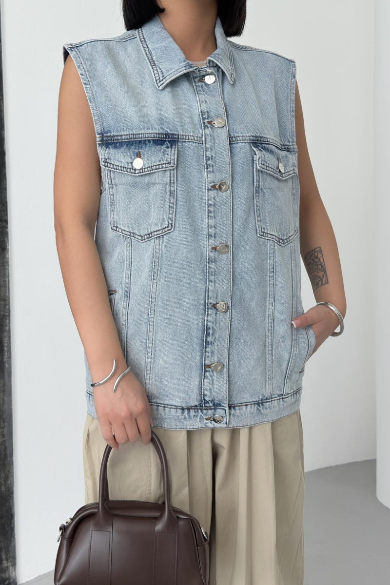 XLJ Medium Length Denim Vest Mixed - Saint John
