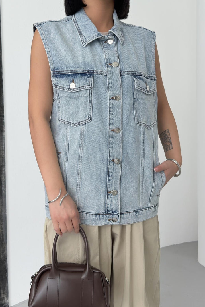 XLJ Medium Length Denim Vest Mixed - Saint John