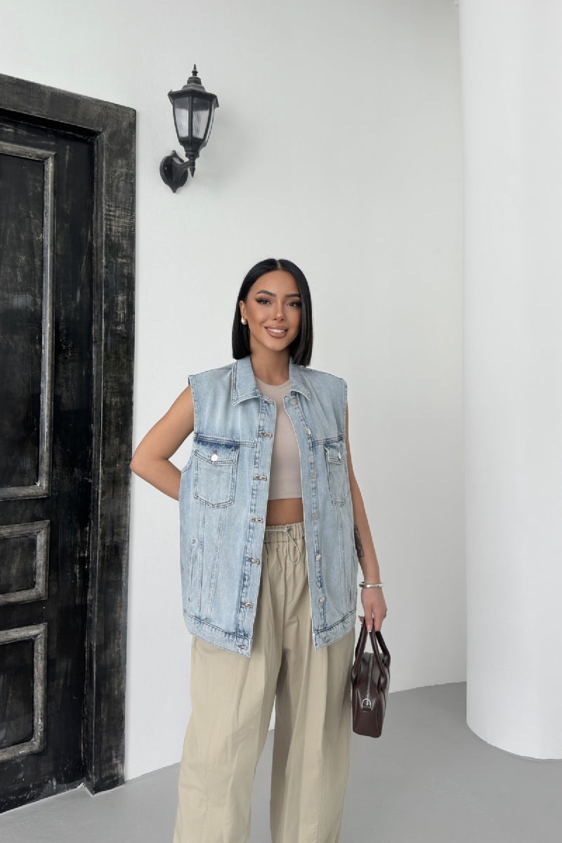 XLJ Medium Length Denim Vest Mixed - Saint John