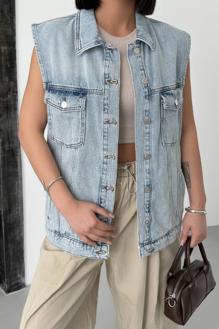 XLJ Medium Length Denim Vest Mixed - Saint John