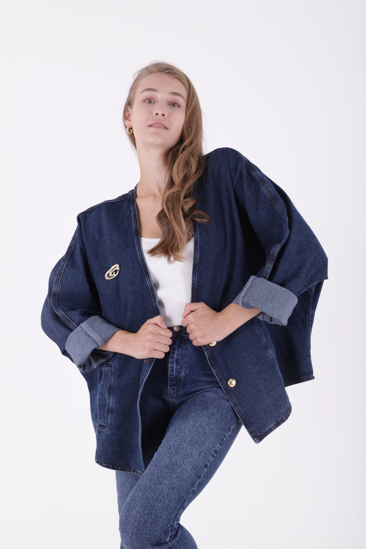 XLJ Oversize Denim Jacket with Batwing Sleeves - Fredericton