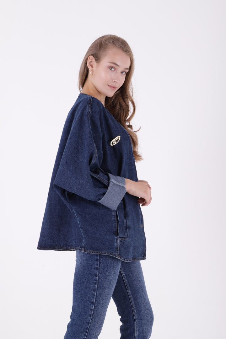 XLJ Oversize Denim Jacket with Batwing Sleeves - Fredericton