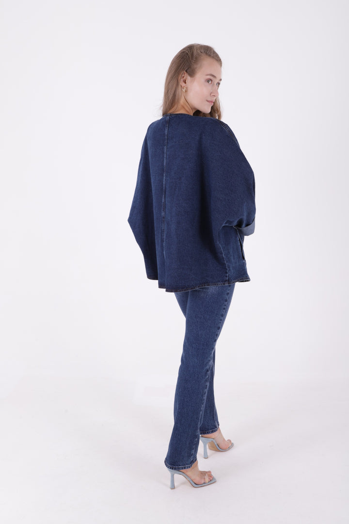 XLJ Oversize Denim Jacket with Batwing Sleeves - Fredericton