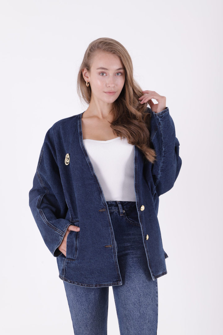 XLJ Oversize Denim Jacket with Batwing Sleeves - Fredericton