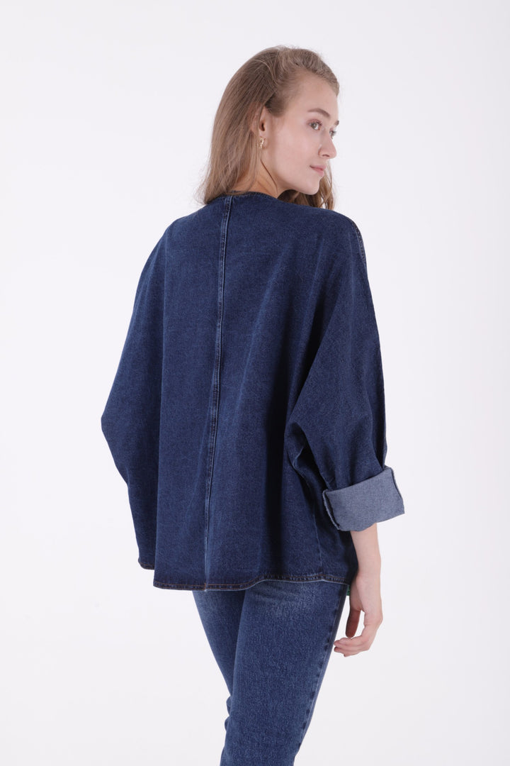 XLJ Oversize Denim Jacket with Batwing Sleeves - Fredericton