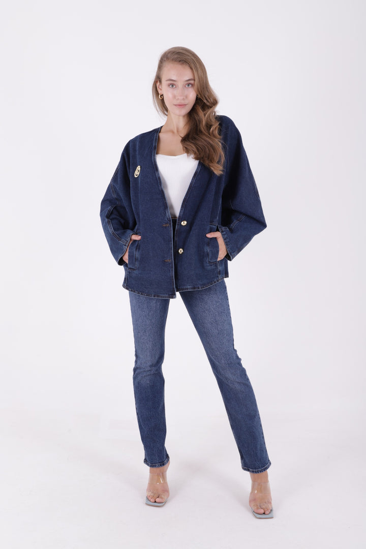 XLJ Oversize Denim Jacket with Batwing Sleeves - Fredericton