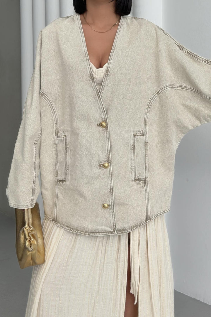 XLJ Oversize Denim Jacket with Batwing Sleeves - Neubrandenburg