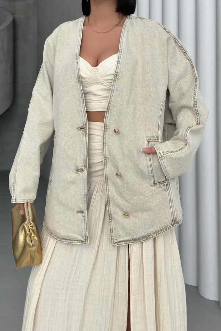 XLJ Oversize Denim Jacket with Batwing Sleeves - Neubrandenburg