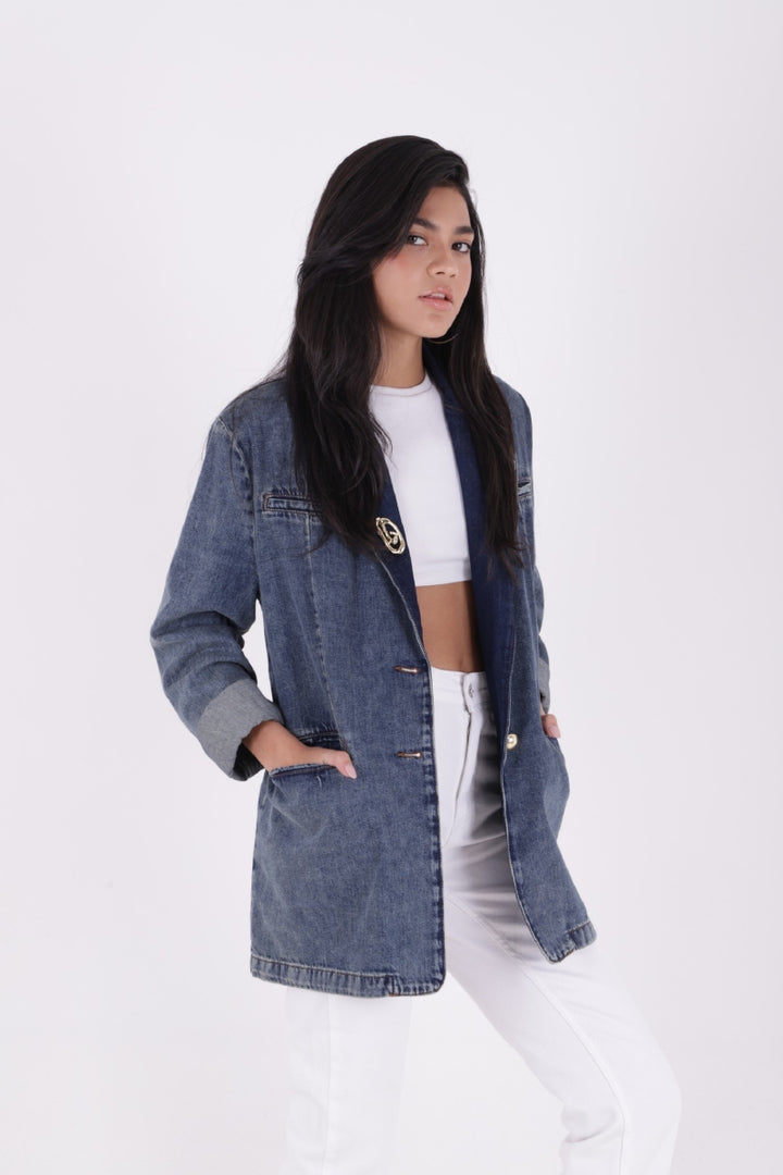 XLJ Double Breasted Buttoned Classic Blazer Jacket - Neath