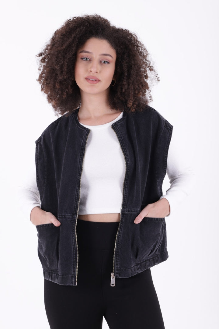 XLJ Oversize Denim Vest with Zipper - Völklingen
