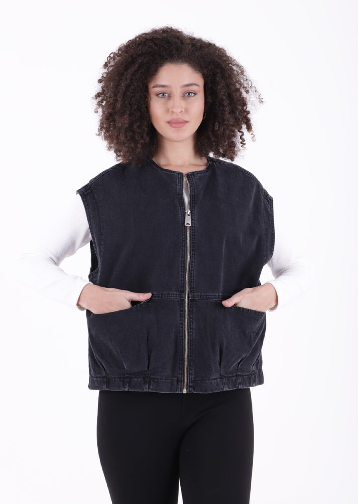 XLJ Oversize Denim Vest with Zipper - Völklingen