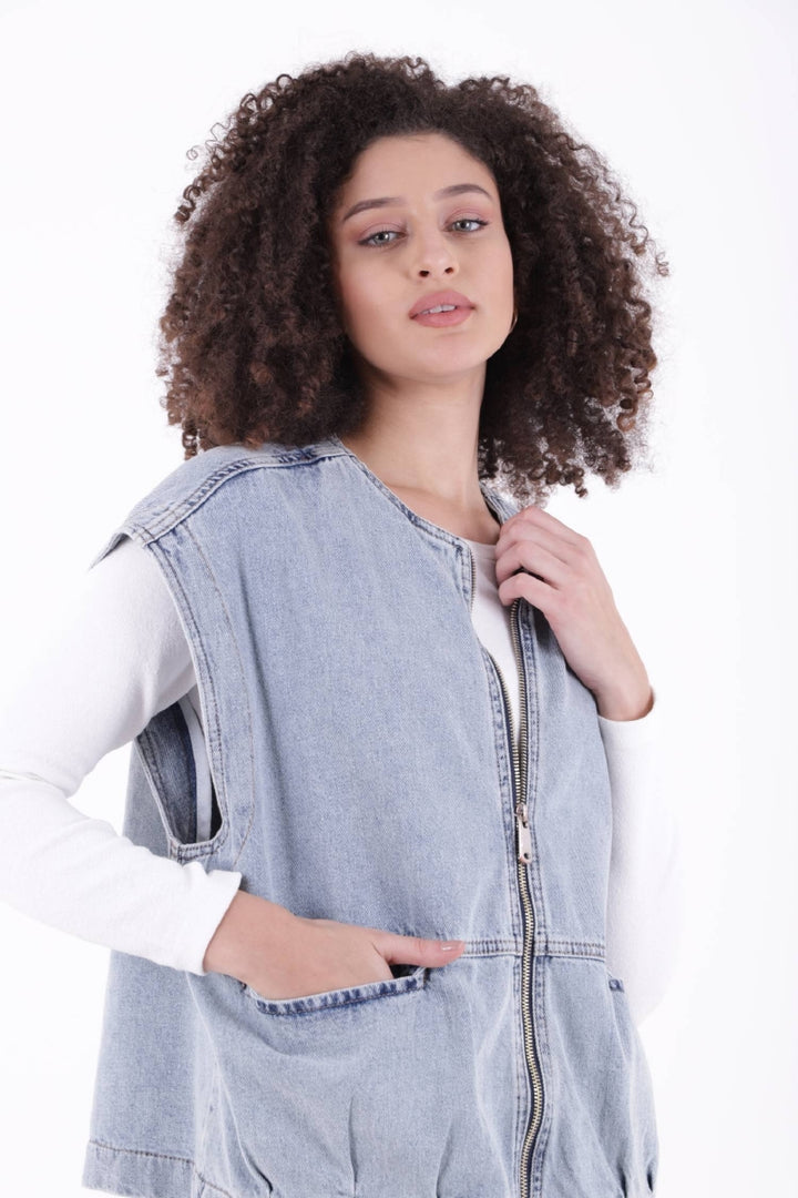 XLJ Oversize Denim Vest with Zipper - Oberhausen