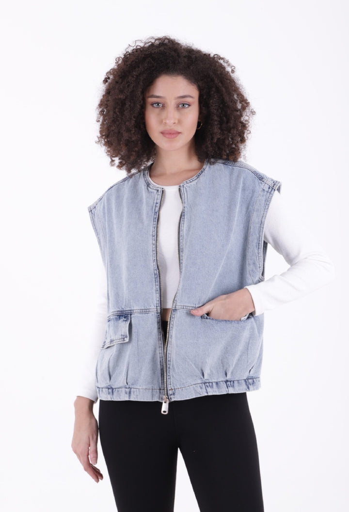 XLJ Oversize Denim Vest with Zipper - Oberhausen