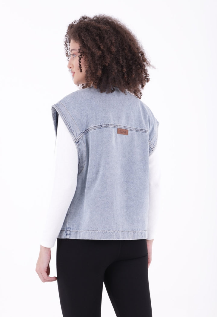 XLJ Oversize Denim Vest with Zipper - Oberhausen