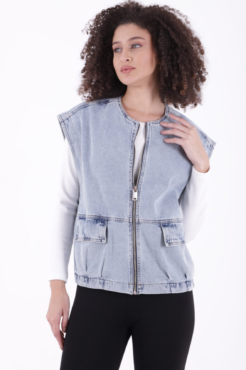 XLJ Oversize Denim Vest with Zipper - Oberhausen