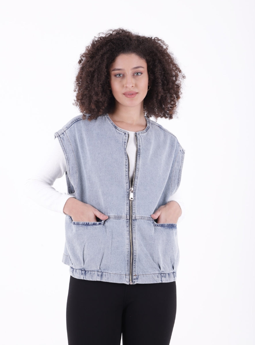XLJ Oversize Denim Vest with Zipper - Oberhausen