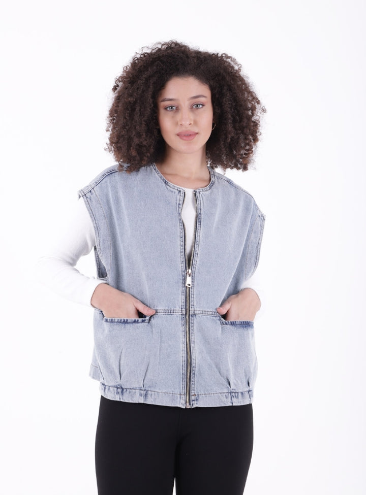 XLJ Oversize Denim Vest with Zipper - Oberhausen