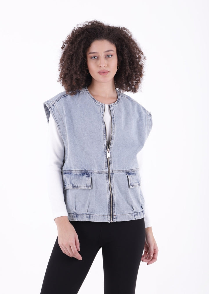 XLJ Oversize Denim Vest with Zipper - Oberhausen