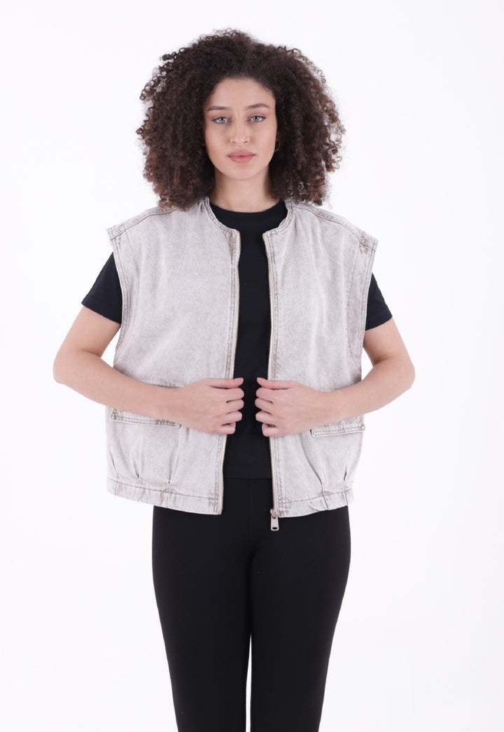 XLJ Oversize Denim Vest with Zipper - La Seyne-sur-Mer